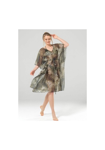 Blackspade 8935 Kadın Leopar Desen Pareo (549561531)-Yeşil Leopar-Tek Ebat Yeşil