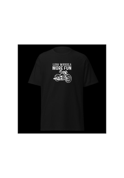 Wildstyle Less Wheels More Fun Motosiklet Vintage Özgürlük Baskılı Unisex Bisiklet Yaka Pamuklu Tişört - Siyah