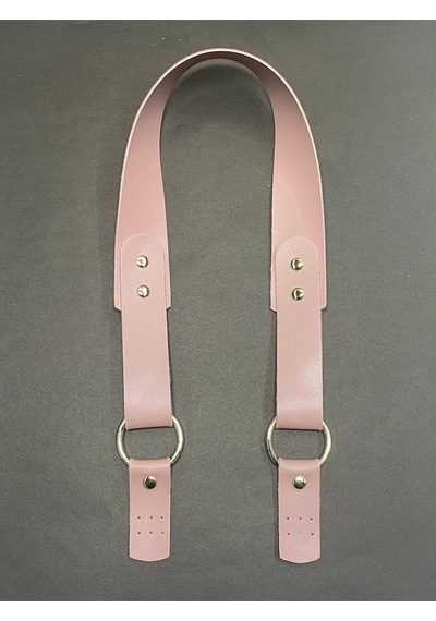 Karantuhafiye Derili Palaska / Deri Çanta Sapı / Deri Kulaklı Çanta Sapı Pembe Pembe