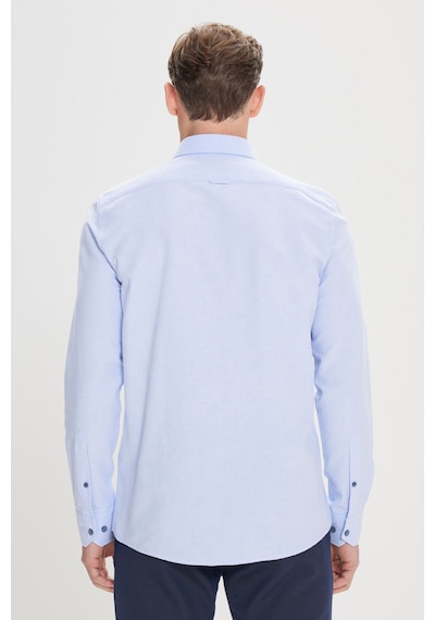 Ac&co Erkek Acık Mavı Slim Fit Dar Kesim Düğmeli Yaka Pamuklu Oxford Gömlek