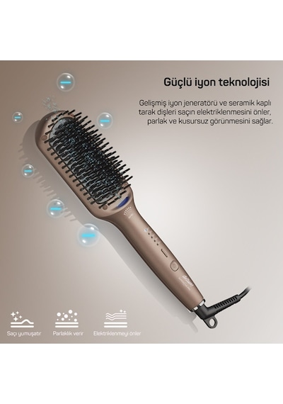 Arzum AR5082-T Superstar Pro Saç Düzleştirici Fırça Kahverengi