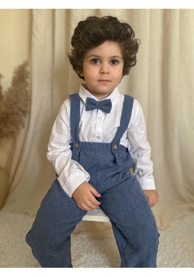 Miababy Papyonlu Fitilli Üçlü Takım İndigo