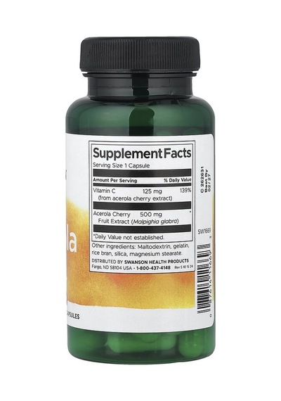 Swanson Vitamins, Acerola, 500 Mg, 60 Capsules