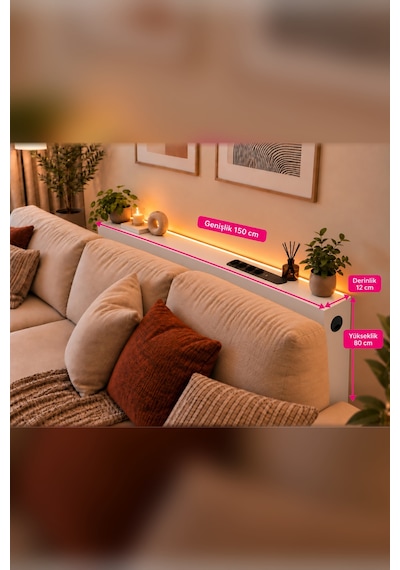 1. Sınıf Beyaz Mdf Auratech Led Li Koltuk Arkası Dresuar Prizli Şarjlı Raf Konsol 150x80x12 1. Sınıf Beyaz Mdf Auratech Led Li Koltuk Arkası Dresuar Prizli Şarjlı Raf Konsol 150x80x12