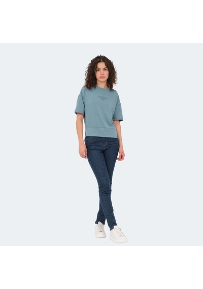 Slazenger VILLAGE Kadın Oversıze Su Yeşili Tişört
