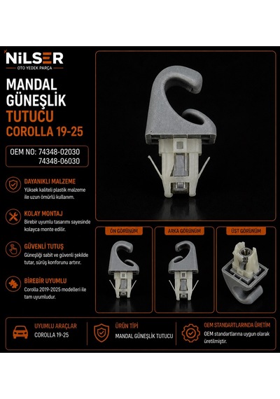 Corolla Güneşlik Tutucu Mandal 2019-2025