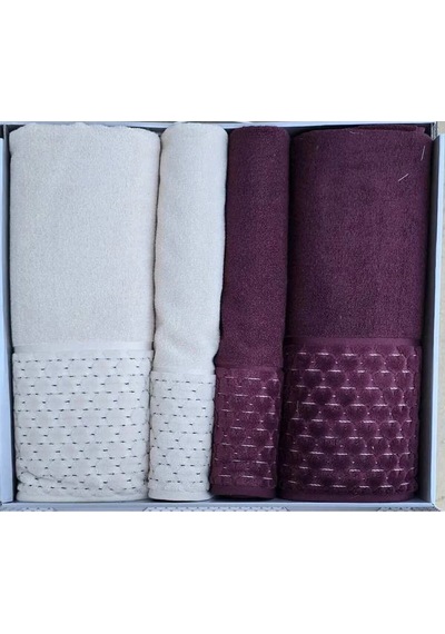 Adrıa Açık Bej Mürdüm-mürdüm Best Set Hamam Takımı