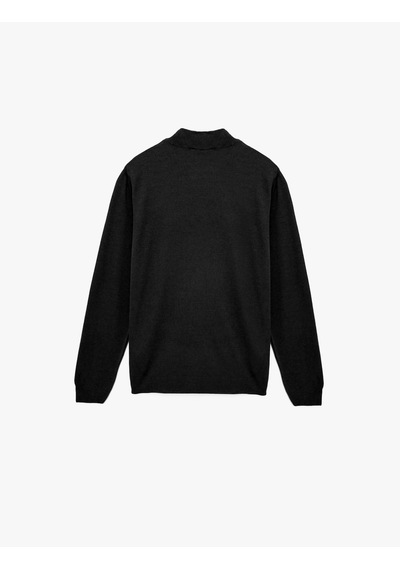 Koton Uzun Kollu Regular Fit Dik Yaka Basic Triko Kazak Siyah 6wam70003ht Siyah