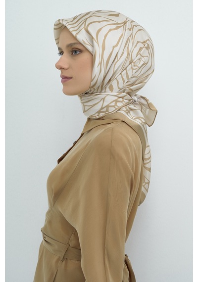 Armine Saf İpek Sura Eşarp-2026 İlkbahar-yaz- 95110d Vizon - Krem