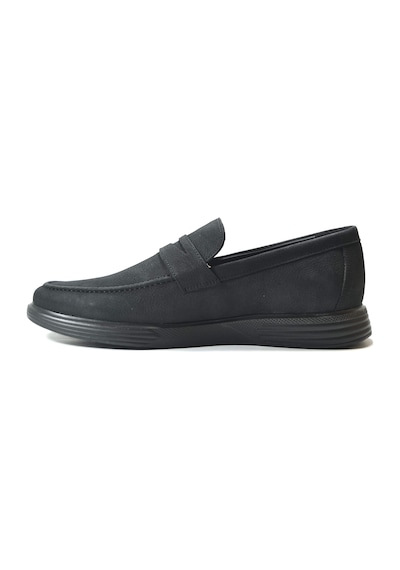 Forex 4042 Deri Nubuk Siyah Anatomik Loafer Casual Erkek Ayakkabı Siyah