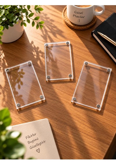 Şeffaf Pleksi Mıknatıslı Polaroid Fotoğraf Çerçevesi 6x9 Cm 3 Adet