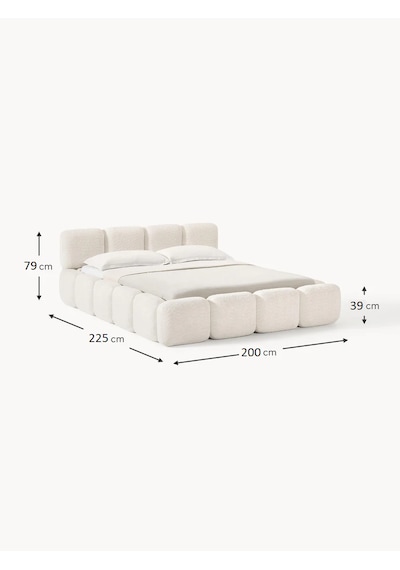 Most Oktagon Bazalı Karyola 180x200 Beyaz Bukle Kumaş İşbir Kuştüyü Sünger