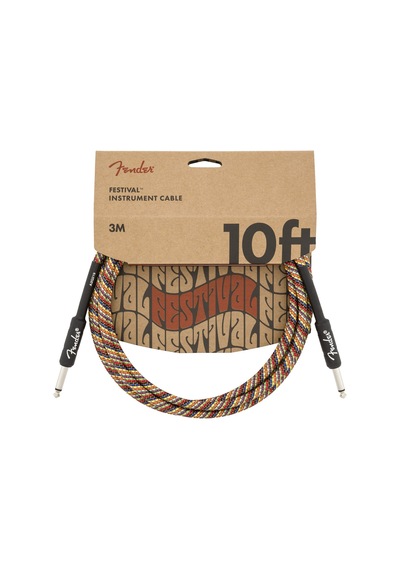 Fender Festival Hemp Instrument Cables 3 Metre - Rainbow Enstrüma