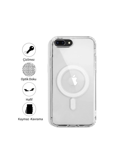Apple Uyumlu iPhone 8 Plus Şeffaf Magsafe Kılıf Safe Şeffaf