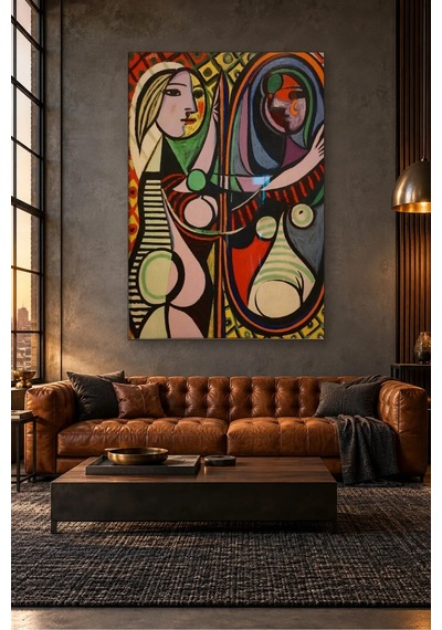 Fida Picasso Aynadaki Kız Kübist Canvas Tablo Çok Renkli