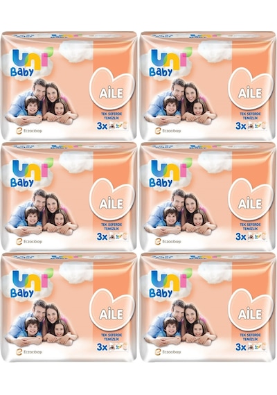 Uni Baby Islak Havlu Mendil Aile 52 Yaprak 18 Li Set 6pk 3 18'li Set