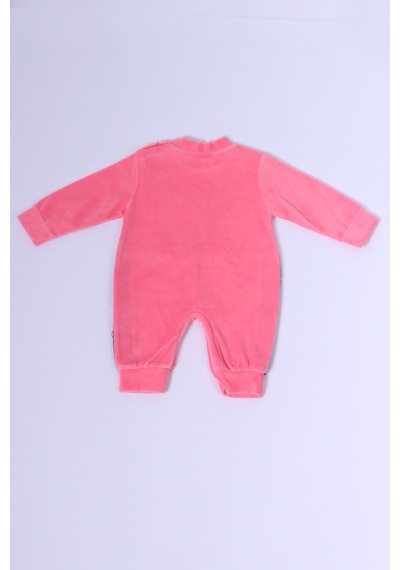 Hçm Bebek Kadife Tulum Uzun Kollu Çıtçıtlı Baskılı D5 Pembe