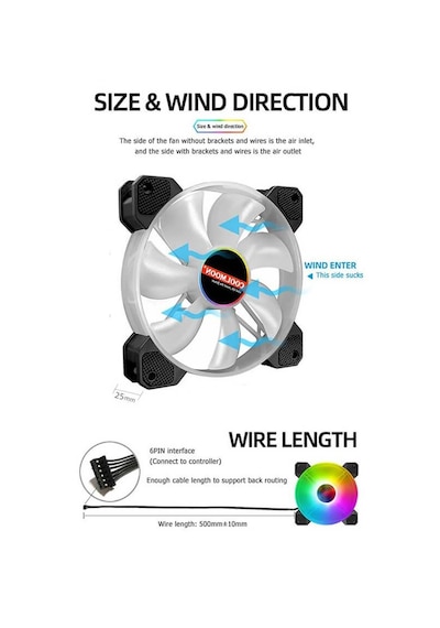 Coolmoon 12cm Rgb Işık Kasa Fan 12v 6 Pin Kontrolcü Gerektirir