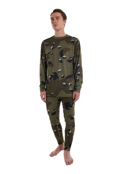 Burton Burton Midweight Crewneck Erkek Yeşil İçlik Üst Forest Moss Cookie Camo Haki