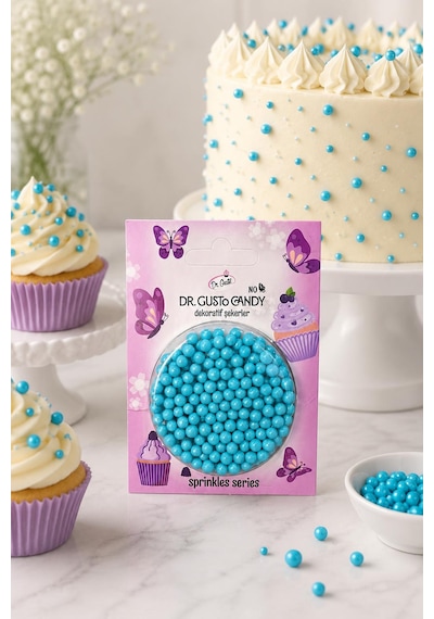 Dr. Gusto 4 Mm Bebe Mavi Boncuk Pasta Süsleme Şekeri