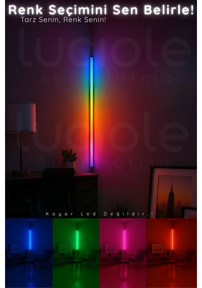 Led Abajur Aplik Gece Lambası Rgb Lambader 16 Renkli Uzaktan Kumandalı Işık 4 Animasyonlu Luciled1