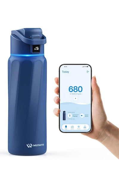 Waterh Boost Akıllı Termos Hidrasyon Takibi Yapan, Yalıtımlı 0,71l / 24oz Akıllı Şişe Koyu Mavi