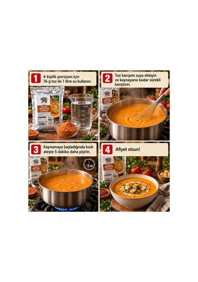 Süzme Mercimek Çorbası 3000 G X 6 Adet - 1 Koli Ekonomik Paket Koli Bazlı Toptan