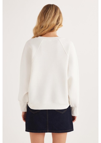 Tudors Kadın Regular Fit Klasik Kesim %100 Pamuk Baskılı Bisiklet Yaka Beyaz Sweatshirt-36933 Tudors Kadın Regular Fit Klasik Kesim %100 Pamuk Baskılı Bisiklet Yaka Beyaz Sweatshirt-36933