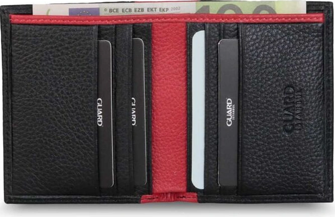 Guard Siyah/kırmızı Mini Deri Erkek Cüzdan Çok Renkli