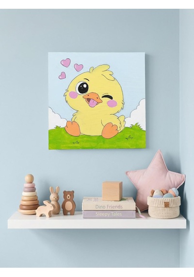 %100 El Yapımı Neşeli Çocuk Odası Tablosu - 20x20 Cm Fabrikasyon Olmayan Akrilik Sanat