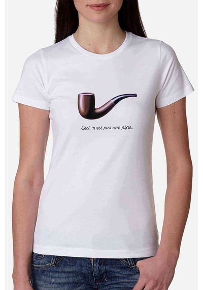 C'Est Ne Pas Une Pipe Kadın Beyaz Tshirt