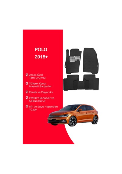 Polo 2018 Ve Üzeri Uyumlu Hücreli Yüzey Eva Paspas Seti Paspas Takımı Siyah Yüzey Siyah