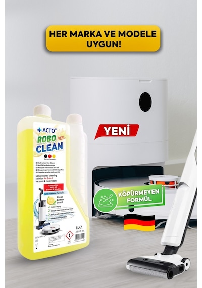 Acto Robo Clean Robot & Islak Dikey Süpürgeler İçin Konsantre Yüzey Temizleyici Tekli
