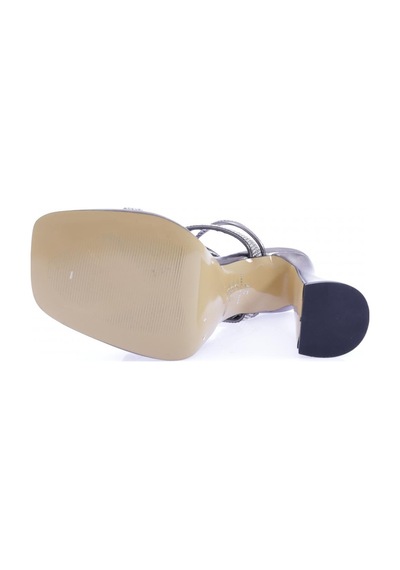 Dgn 3582-23y Kadin Kristal Taşli Bantli Bilekten Bağlamali Kalin Topuklu Sandalet 3582-2271-R13773 Platin