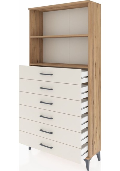 Arges Dolap 2 Raflı 6 Çekmeceli 88x30x182 Çam-aytaşı Atlas Çam