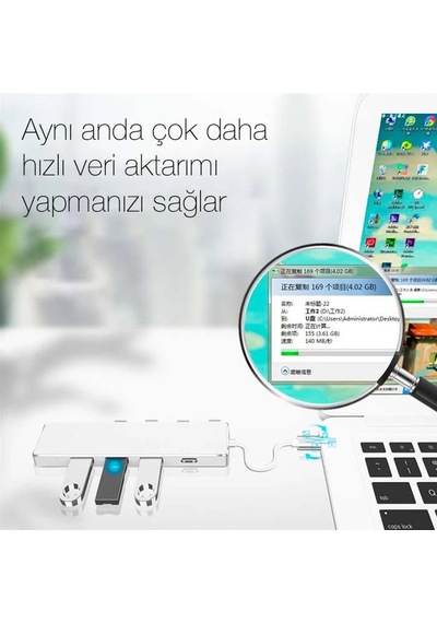 Ally Ads-301c 5 İn 1 Type C Dönüştürücü 4 Usb Portlu Adaptör Hub Çoklayıcı- 5775