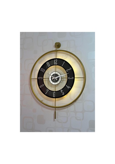 Pey Aksesuar Metal Camlı Duvar Saati 60x80 Cm Büyük Boy Işıklı Gerçek Cam Gold-şeffaf-siyah-gümüş M61-gold-şeffaf-siyah-gümüş