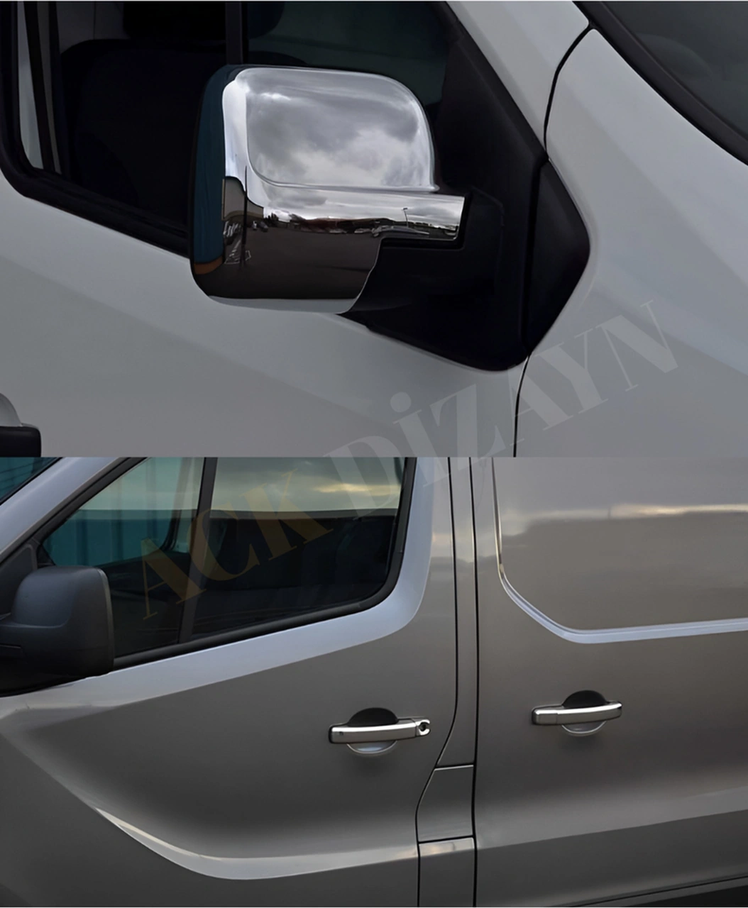 Renault Trafic 2014-2021 Araca Özel Krom Ayna Kapağı + Kapı Kol Krom Set Paslanmaz Abs