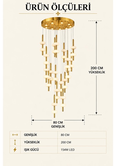 Modern Premium Gold Led Sarkıt Avize Dekoratif Lüks Salon Otel Hol Aydınlatma Avizesi 154w