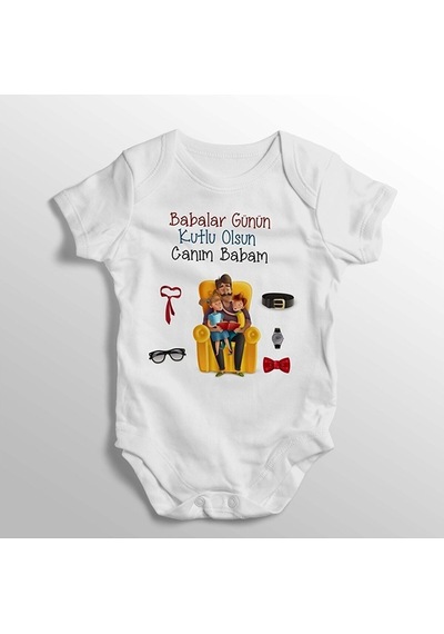 İmaj Tuğbababy Babalar Günün Kutlu Olsun Canım Babam Baskılı Bebek Zıbını (520689189) Beyaz