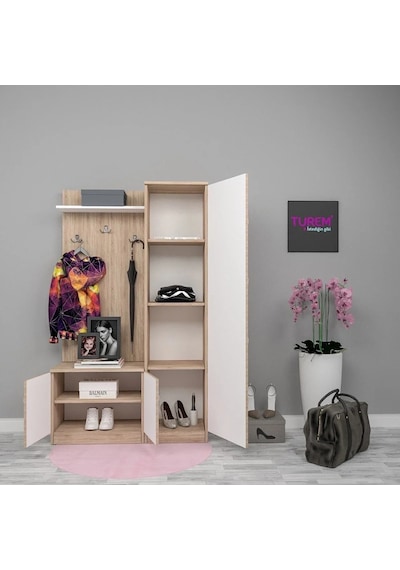Asos Ceviz Ve Beyaz Portmanto Mdf Antrasit Asos Ceviz Ve Beyaz Portmanto Mdf Antrasit