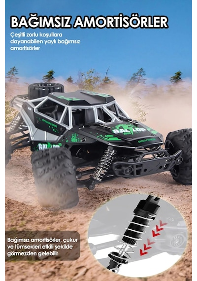 2.4ghz Metal Gövde Led Farlı 4x4 4wd 50km Hız Yapan Uzaktan Kumandalı Rc Araba