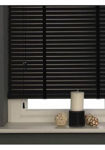 506 Gece Siyahı - 50mm Doğal Ahşap Jaluzi Perde - Sabit Ölçüler Siyah