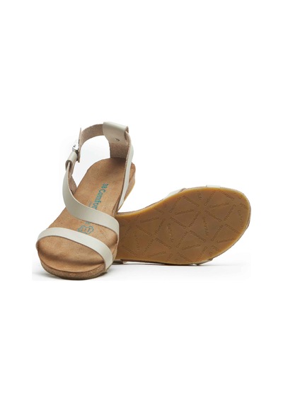 Comfortfusse Grady - Kadın Ortopedik Hakiki Deri Sandalet Bej Nappa Deri