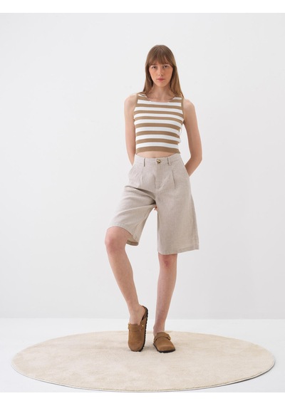 Xint Naturel %100 Keten Oversize Şort 275434