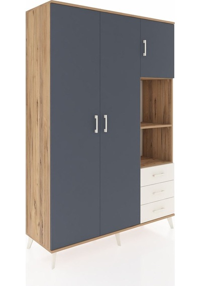 Hyperion Dolap 5 Raflı 3 Çekmeceli Tek Askılı 132x44x195 Çam-antrasit/aytaşı Antrasıt/aytası Hyperion Dolap 5 Raflı 3 Çekmeceli Tek Askılı 132x44x195 Çam-antrasit/aytaşı Antrasıt/aytası