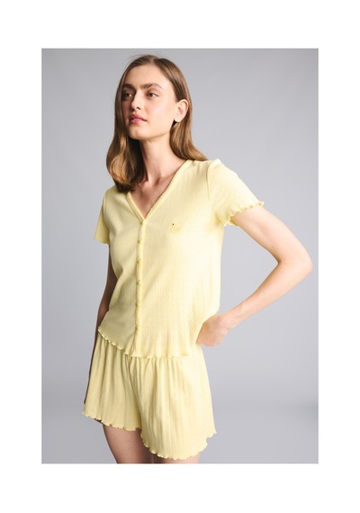 Defacto Regular Fıt Kısa Kollu Pijama Takımı H7072ax26smyl83 Sarı-yl83