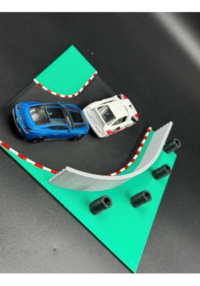 1:64 Ölçekli Yarış Pisti Diorama Siyah - Yeşil