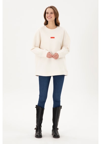 U.S. Polo Assn. Kadın Krem Bisiklet Yaka Sweatshirt 50294221-VR071