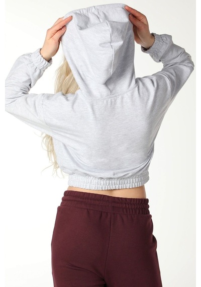 Defys Kadın Gri Melanj Baskılı Kapüşonlu Crop Sweatshirt - Mevsimlik Hoodie Gri Melanj - 497134715 Gri Melanj Defys Kadın Gri Melanj Baskılı Kapüşonlu Crop Sweatshirt - Mevsimlik Hoodie Gri Melanj - 497134715 Gri Melanj